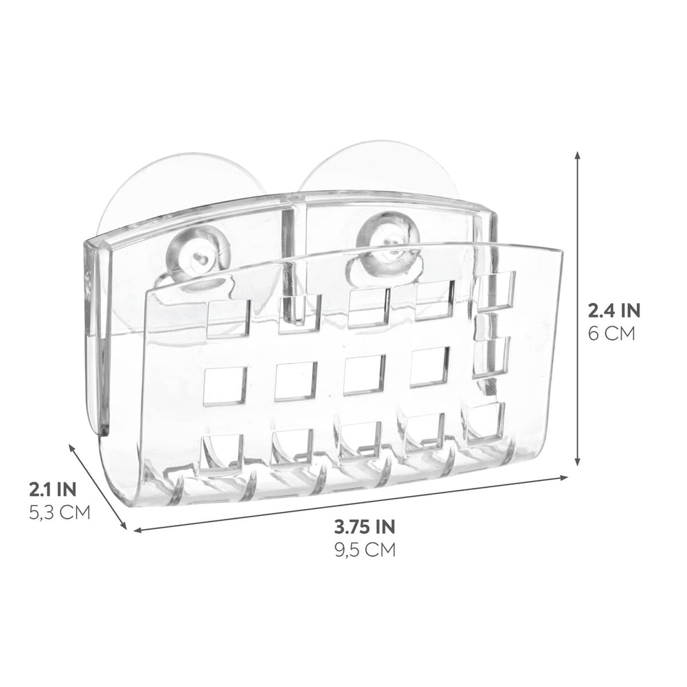 iDesign BPA-Free Plastic Sponge Holder for Kitchen Sink with Suction Cups, Ideal for Kitchen Sinks and Bathroom Organization, 2.3 x 5.2 x 3.7, Clear