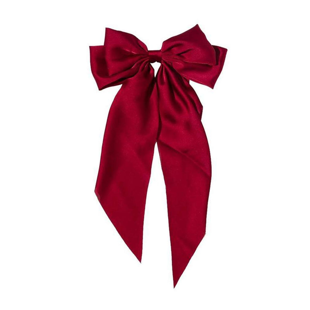 Ribbon Hairclip Vintage Satin Bow Bowknot Hairpin Women Hair Clip (Red) 1 Count (Pack of 1)