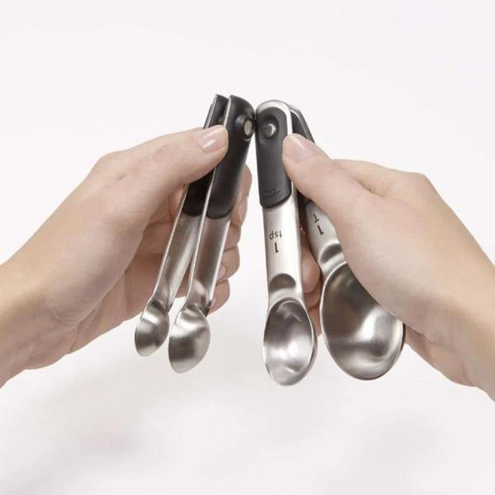 Good Grips 4 Piece Stainless Steel Measuring Spoons with Magnetic Snaps