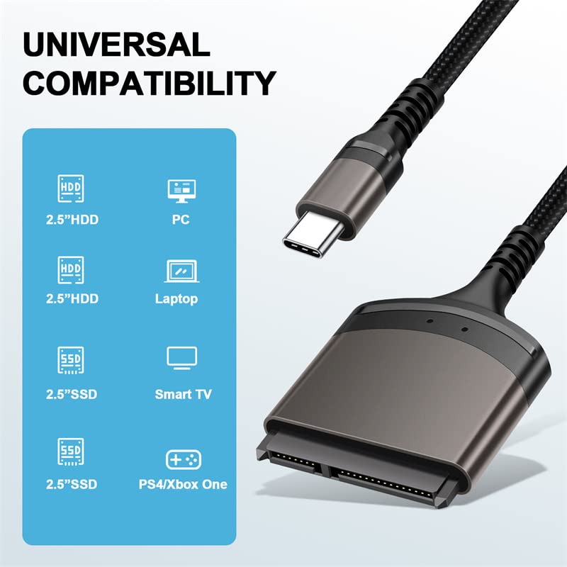 5Gbps USB-C Type-C to SATA 22 Pin Adapter Cable for 2.5 Hard Disk Driver SSD Laptop