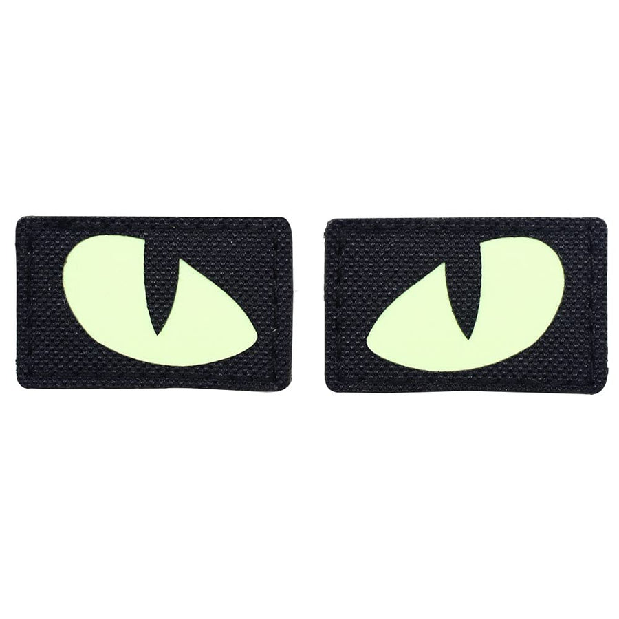 Cat Tiger Eyes Hook Loop Fasteners Tactical Glow in Dark Military Combat Applique Patch for Hats Helmet Uniform Backpack (Black)