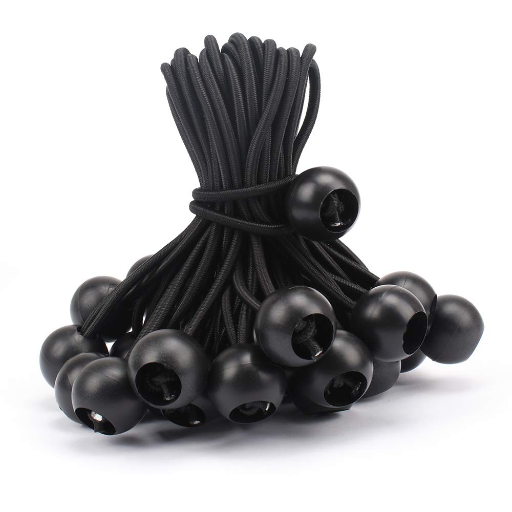 30 Pcs Bungee Balls 6Inch Black Ball Bungees Heavy Duty Heavyweight 6 inch Tarp Bungee Cords, Weather Resistant Tie Down Strap 4mm Thickness - for Camping, Tents, Cargo, Holding Wire and Hoses