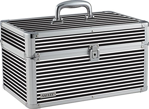 Locking Makeup Artist Case, Black White Stripe (VZ03755)