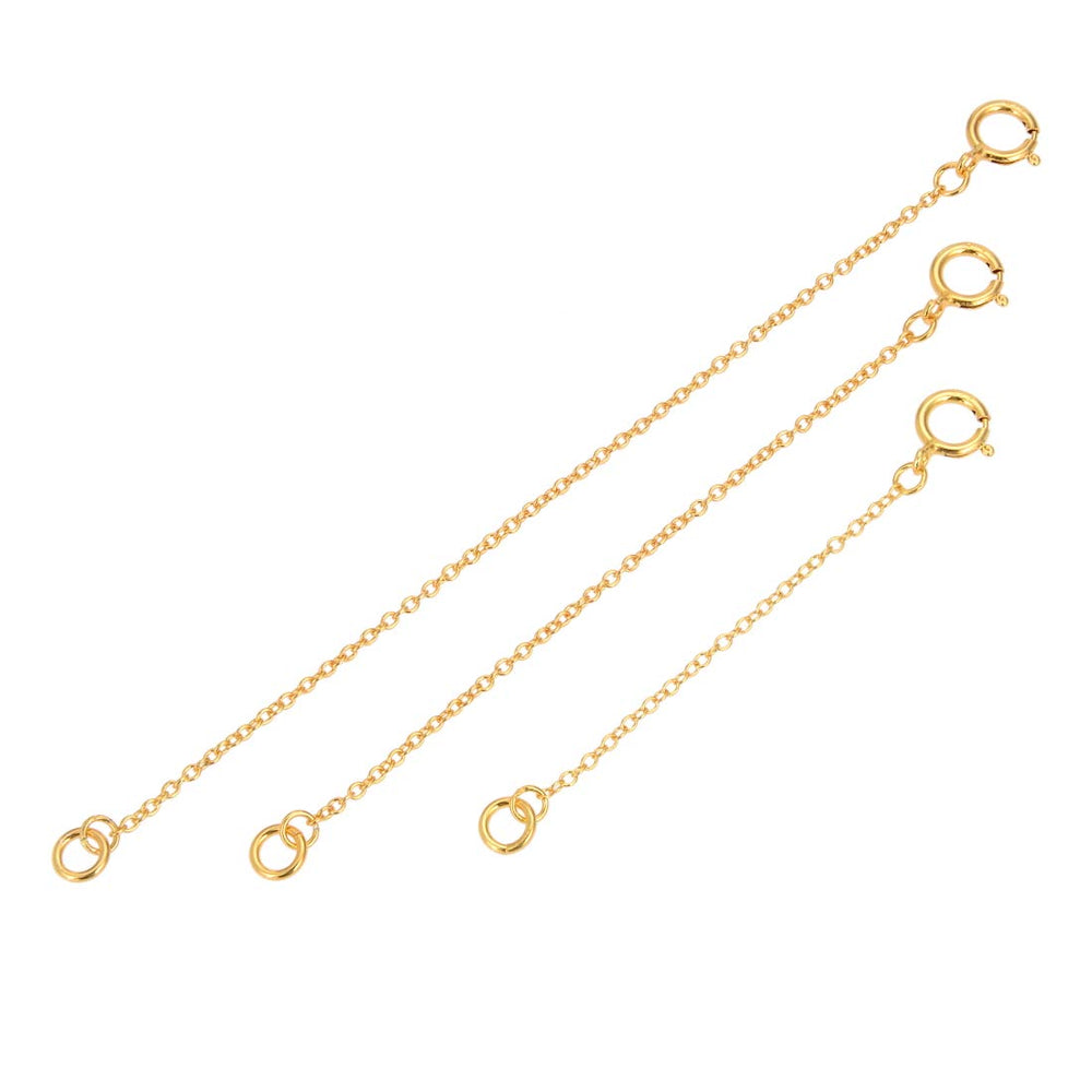 1pc Real Gold Plated 925 Sterling Silver Chain Extender with Clasp 4 Inch Thin Strong Cable Chain Extension for Necklace Anklet Bracelet Jewelry Making SS288-4