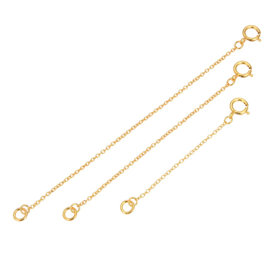 1pc Real Gold Plated 925 Sterling Silver Chain Extender with Clasp 4 Inch Thin Strong Cable Chain Extension for Necklace Anklet Bracelet Jewelry Making SS288-4