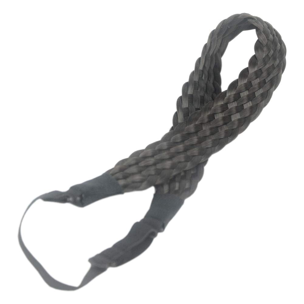 8 Plaited Braided Headband Hair Band Synthetic Hairpieces Braid Wig Piano Two Tone Colors Accessories for Women Girl Wide 1.2 Inch (Brown Black #1B/6B)