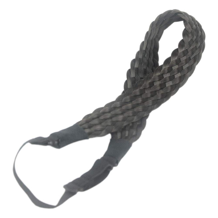 8 Plaited Braided Headband Hair Band Synthetic Hairpieces Braid Wig Piano Two Tone Colors Accessories for Women Girl Wide 1.2 Inch (Brown Black #1B/6B)