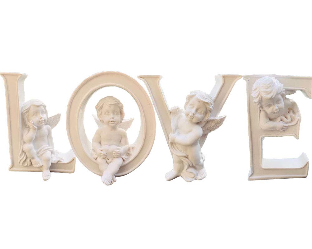 Set 4 Angel Figurines Cherub Figurine Statue Easter Religious Collectible Heart&Love Angel Figurines Home Wedding Centerpiece, Easter décor