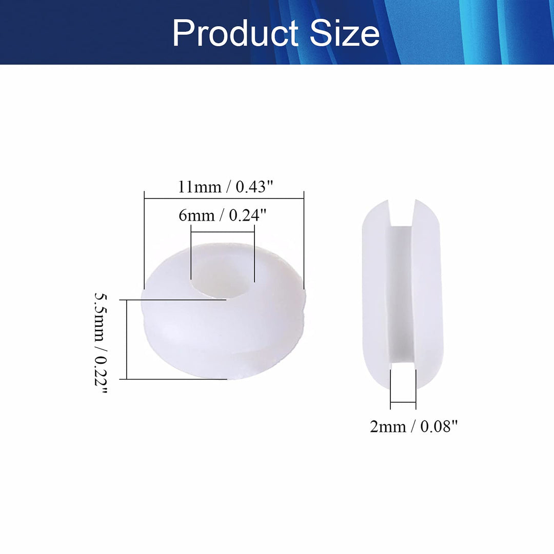 200PCS Rubber Grommet 1/6/4mm Mounting Dia Oil Resistant Eyelet Ring Armature Grommets Rubber for Electrical Wiring Cable Protector White