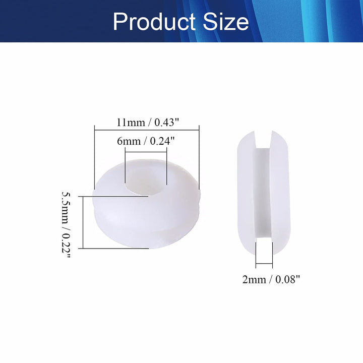 200PCS Rubber Grommet 1/6/4mm Mounting Dia Oil Resistant Eyelet Ring Armature Grommets Rubber for Electrical Wiring Cable Protector White