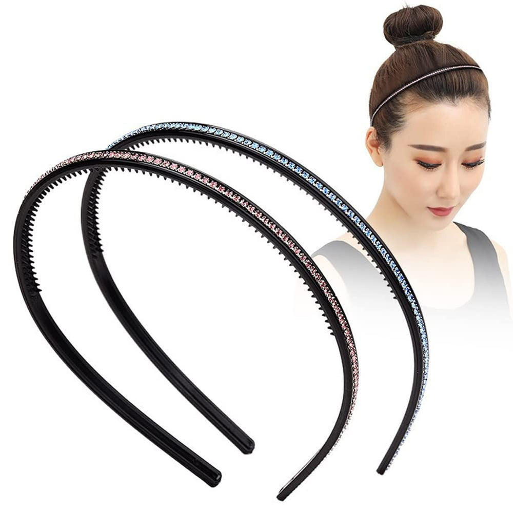 Casualfashion 6Pcs Bling Bling 1 Rows Crystal Rhinestone Headband for Women Girls Thin Hair Hoop Fashion