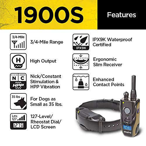 1900S 3/4 Mile Range Rechargeable E-Collar with Adjustable Levels for Dogs