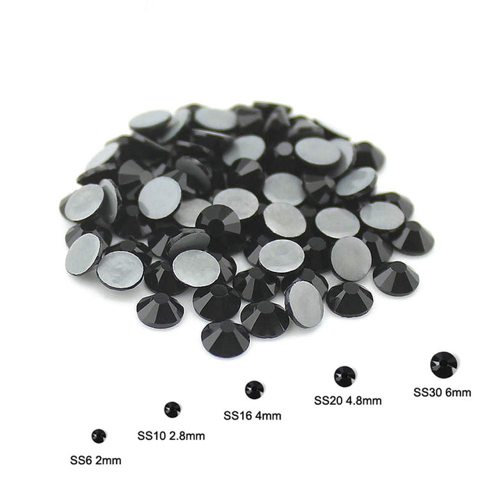 Hotfix Crystal Rhinestones, Hot Fix Crystals for Crafts Clothes, Flatback Glass Crystal for Decoration, Round Gems (Jet Black, SS10 1440PCS)