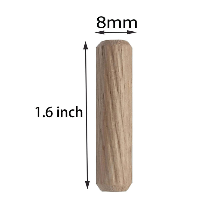 Wooden Dowel Pins 6mm x 40mm Fluted Wood Dowels Rods, Approx 1/4 x 1.6 inch, Made of Hardwood, 200 Pcs