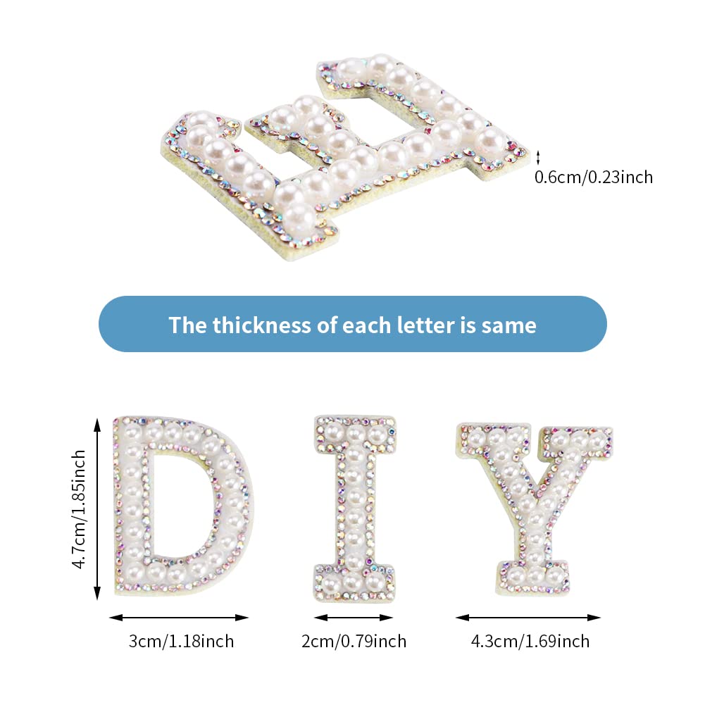 52 pac Ironing Letter Patch A-Z Pearl Rhinestone English Letter Patch, White Letter Patch Letter Embroidery Patch Clothing Jeans Hat Shoe Bag DIY Decoration