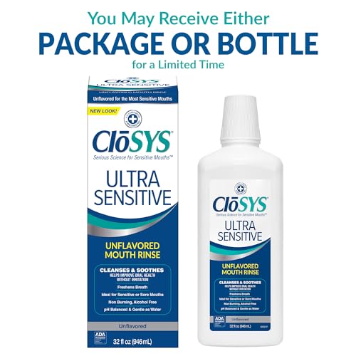 Ultra Sensitive Mouthwash, Unflavored Alcohol Free, Dye Free, pH Balanced, Helps Soothe Entire Mouth – 32 Oz