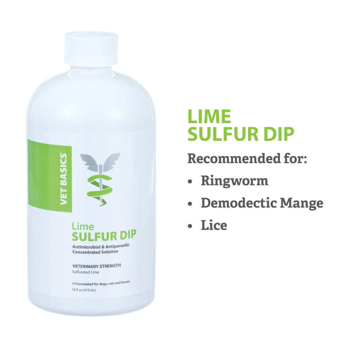 Vet Basics Lime Sulfur Dip- Concentrated Solution- for Dogs, Cats & Horses- 16oz