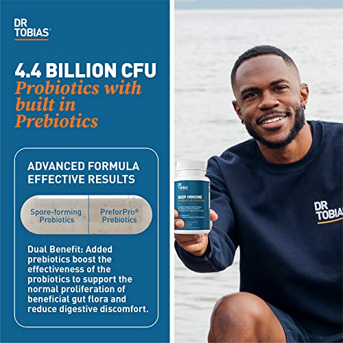 Deep Immune Probiotics & Prebiotics, Dual Action Digestion & Immune Support with PreforPro Prebiotics & Delayed Release Spore Forming Probiotics for Women & Men, 60 Capsules, 30 Servings
