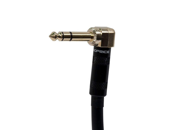 1/4-Inch TRS Male to 1/4-Inch TRS Male Guitar Pedal Patch Cable - 8 Inch - Black, Right Angle Connectors - Premier Series