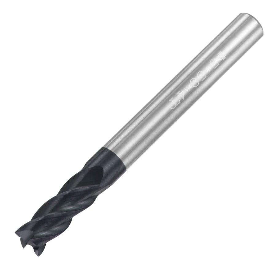 Square Nose End Mill, 5mm Tip Dia Solid Carbide AlTiN Coated CNC Router Bits 4 Flute Spiral Milling Cutter HRC45 with 5mm Shank 50mm (2-inch) Length