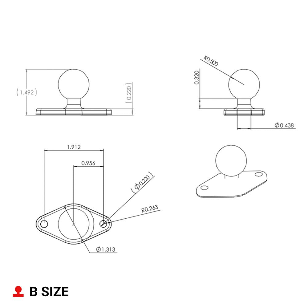 RAM Mounts GPS RAM-B-238U Diamond Ball Base with B Size 1 Ball