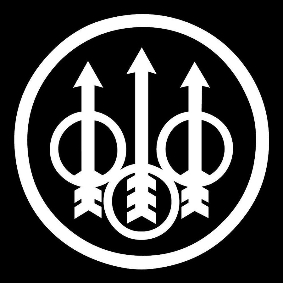 Beretta Firearms Logo - Vinyl 3 wide (Color WHITE) decal laptop tablet skateboard car windows stickers - by So Cool Stuf