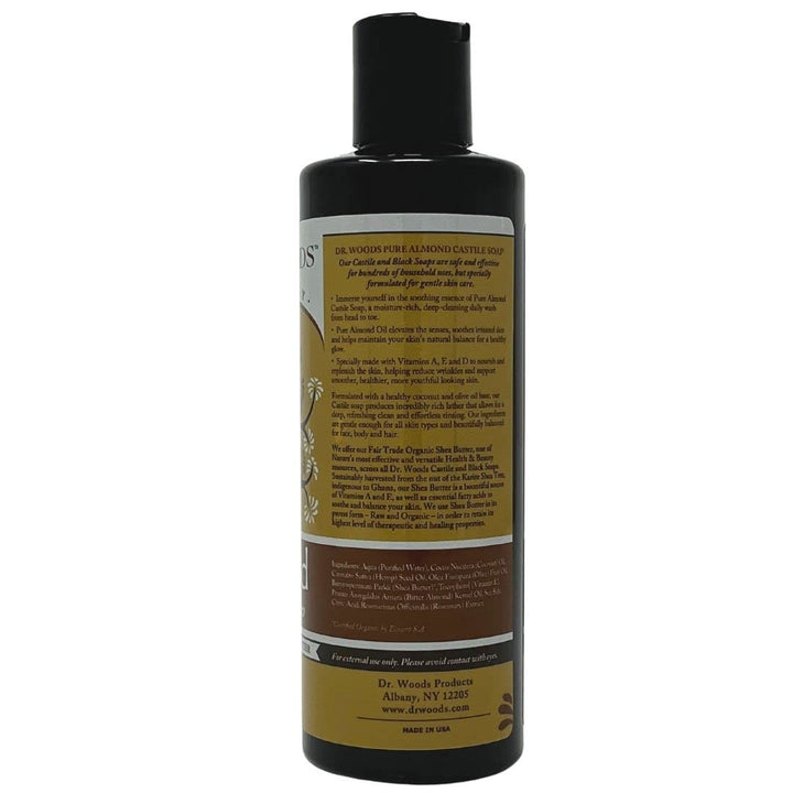 Pure Almond Liquid Castile Soap with Organic Shea Butter, 8 Ounce