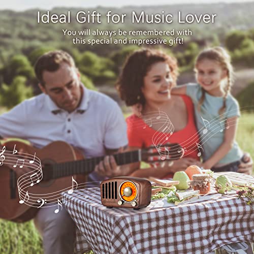 Vintage Walnut Wood Bluetooth Speaker Radio - Retro Style, Bass Enhancement, Loud Volume, Bluetooth 5.0, MP3 & FM Radio