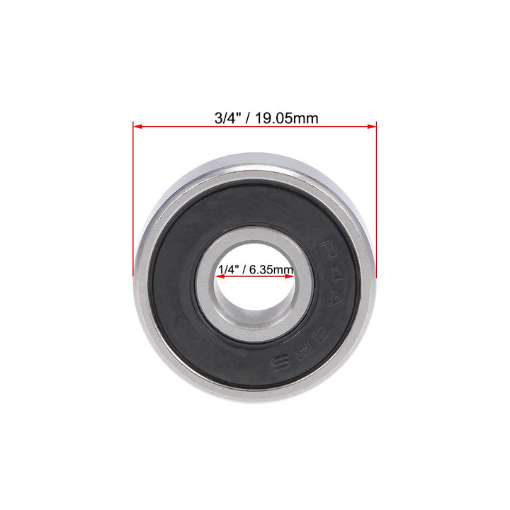 R4A-2RS Ball Bearing 1/4-inchx3/4-inchx9/32-inch Double Sealed ABEC-1 Bearings 2pcs