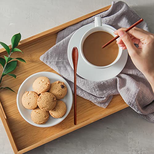 10 pcs Wooden Coffee Spoons Long Handle Wooden Mixing Spoon Long Handle Wooden Teaspoon Handmade Wood Stirring Spoon for Kitchen Stirring
