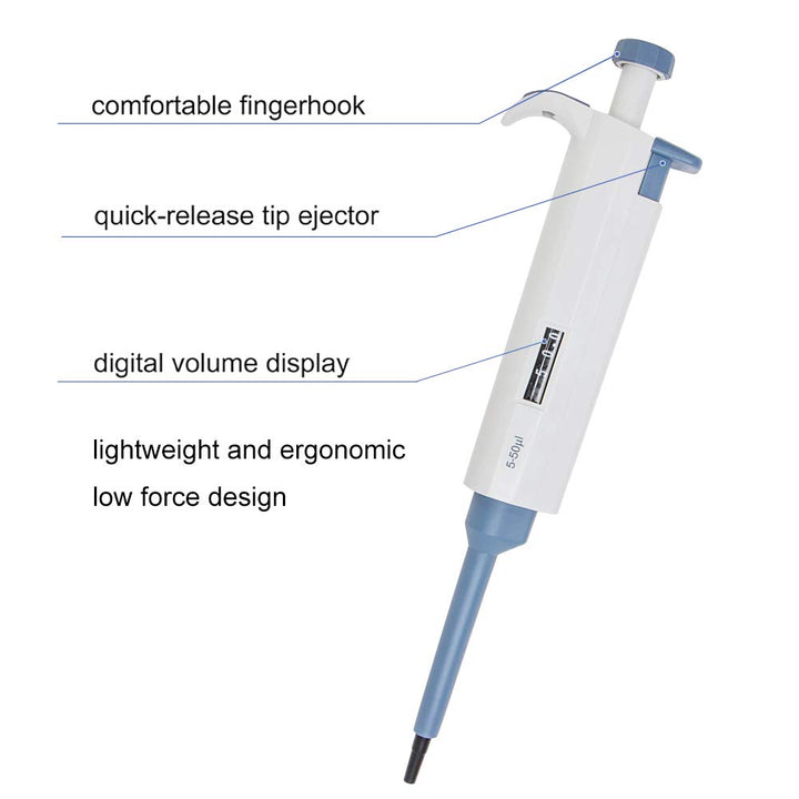 50ul Micropipette - Four E's Scientific 5-50ul Single-Channel Pipette High Accurate Variable Volume Pipettors