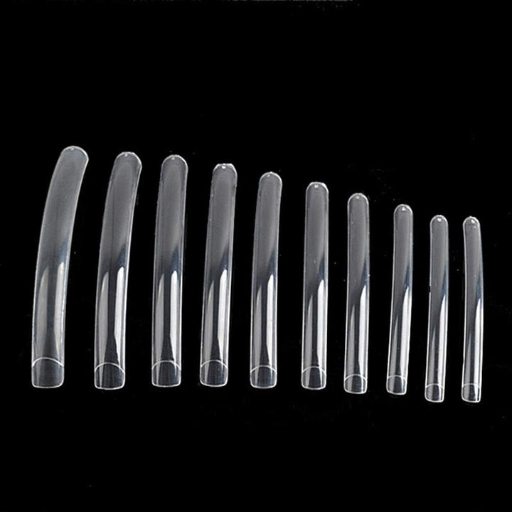 100pcs White/Clear/Natural Extra Long Curve Nail Tip UV Gel French Acrylic False Nail Art Salon long Tips (Clear)