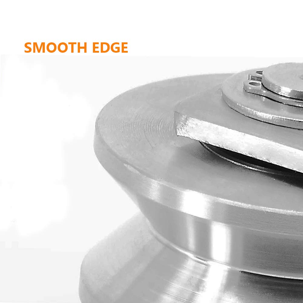 3in V Groove Wheel Stainless Steel Groove Wheel Heavy Duty Track Wheel Rigid Caster Sliding Gate Roller Wheel Double Bearing for Swing Sliding Gate
