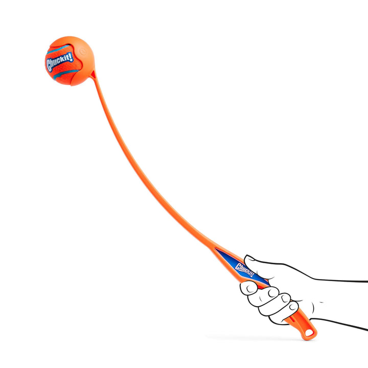 Sport 26L Dog Ball Launcher - Includes a 3-inch Diameter Large Ball for Dogs 60-100 Pounds - Manual Thrower for Dog Balls With a Slim Ergonomic Handle - 26-inch Length