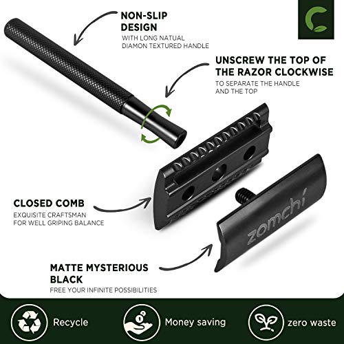 Safety Razor for Women, Butterfly Open Safety Razor with 10 Blades,Men's Razor with a Delicate Box,Free of Plastic (Rose Gold Razor Stand Style)