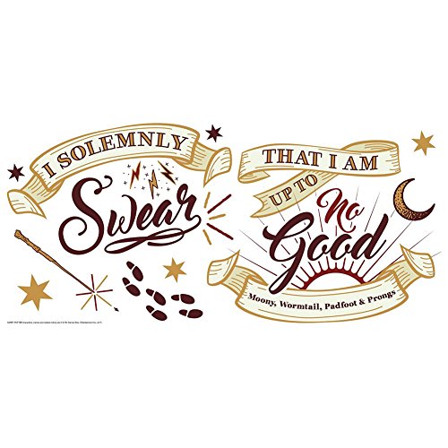 RMK3607GM Harry Potter Marauder's Map Quote Peel and Stick Giant Wall Decals , Brown
