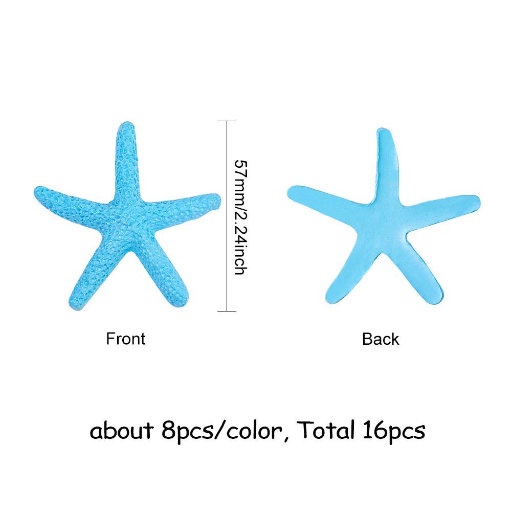 2.2 Inch Pencil Finger Starfish 16pcs Starfish Ornaments Resin Nautical Starfish Coastal Beach Ocean Flatback Starfish Ornaments for Beach Wedding Party Christmas Tree Halloween Home
