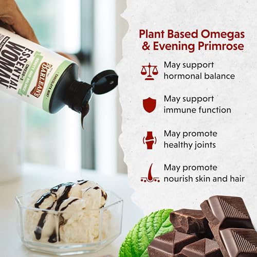 Barlean's Essential Woman Chocolate Mint Liquid Supplement from Flaxseed, Evening Primrose Oil & Soy Isoflavones, Omega 3 6 9 and GLA, Hormonal Balance & Healthy Hair and Skin, 16 oz