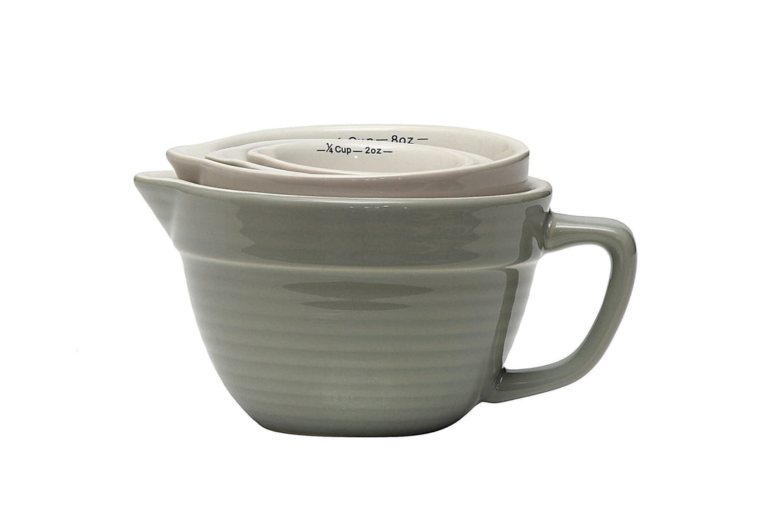 Set of 4 Batter Bowl Shaped Measuring Cups in Pink, Blue, Green & Yellow