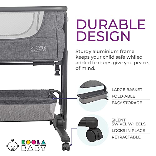 Baby Bassinet, Bedside Sleeper for Baby, Easy Folding Portable Crib with Storage Basket for Newborn, Bedside Bassinet, Comfy Mattress/Travel Bag Included (Bassinet)