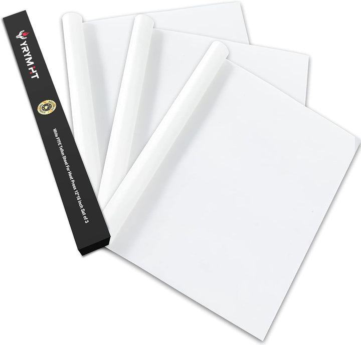White Teflon Sheet for Heat Press - 3 Pack Non Stick Teflon Sheets 12 x 16 Heat Transfer Paper Reusable Heat Resistant Craft Mat