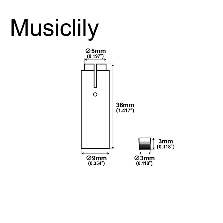 Basic Rubber Sleeve and Set Screw Set for Wilkinson M Series 5mm Push-In Style Tremolo Arm Block Mounting Replacement (Set of 2)