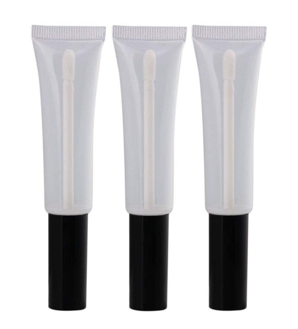 10 Pcs 15ml Empty Clear Plastic DIY Lip Gloss Tube Container Bottle Jar Pot with Brush