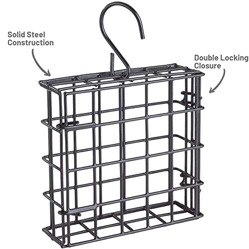 Suet Cage Bird Feeder, Fruit and Suet Feeder, Single Cake Capacity ,Black