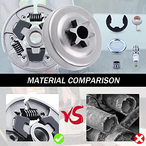 Chainsaw 7pcs Kit Sprocket Clutch Drum 3/8 for Stihl 017 018 021 023 MS170 MS180 MS210 MS230 MS250 Replacement Parts with Needle Bearing Washer E-Clip Worm Gear for 1123 640 2003, 1123 640 2073