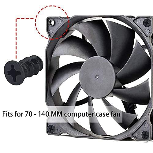 100pcs Computer Cooling Fan Mount Screws, M5x10 Black Computer PC Case Fan Screws Black for 70mm, 80mm, 90mm, 92mm, 120mm, 140mm PC Cooling Fan Mount Screws- Screw kit (FANSCREW)(120-19)