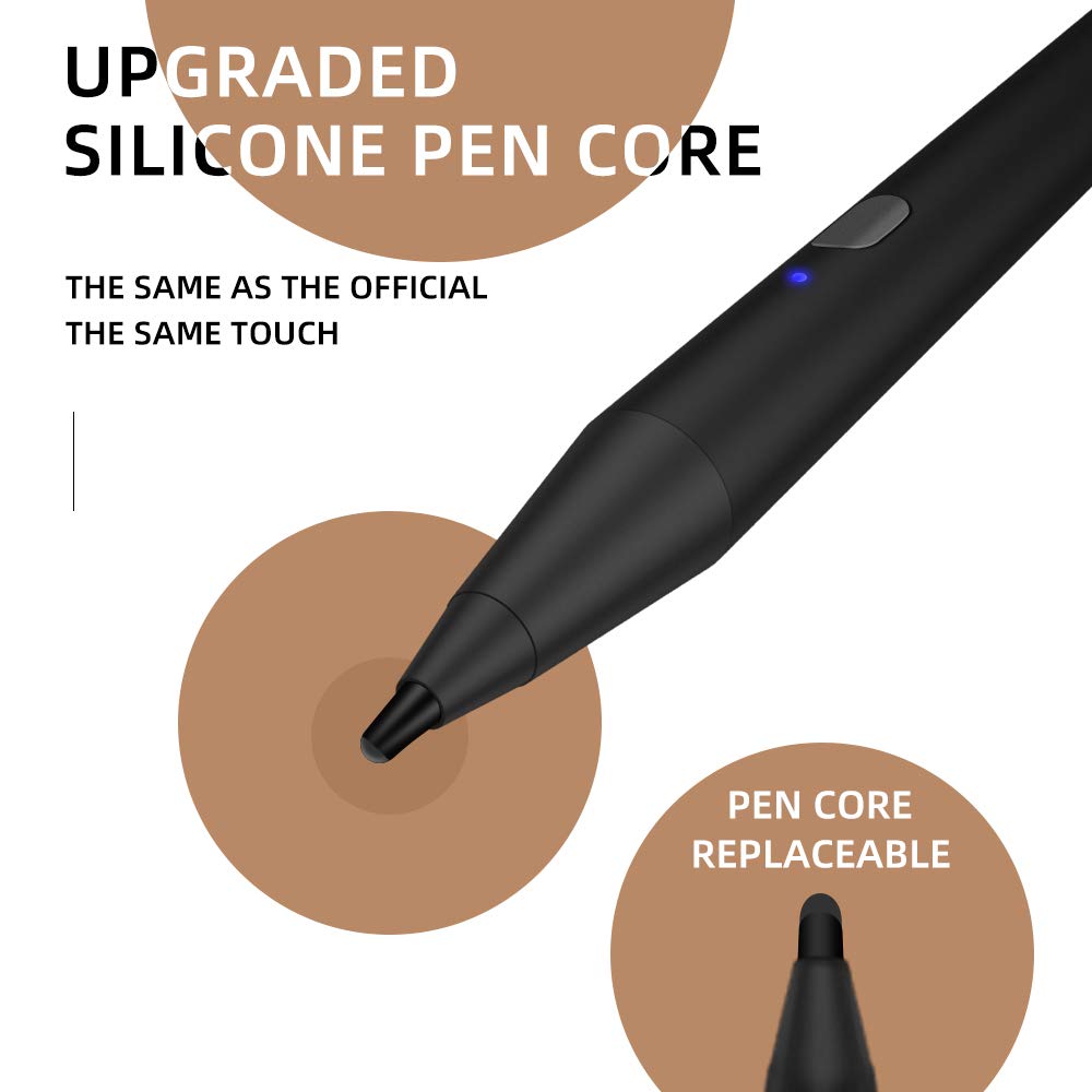 Awinner Active Stylus Pen, Adjustable Fine Tip Compatible for iPad Pro, iPad,ipad Mini 4,iPhone, Android Tablets-Black