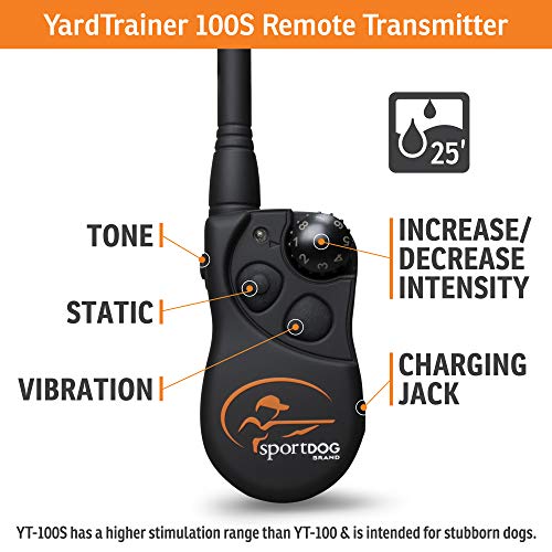 Brand® YardTrainer 100S Remote Trainer - Shock Collar for Stubborn Dogs - Train with Tone, vibrate, or Static