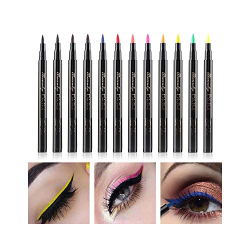 Cat Eye Makeup Waterproof Neon Colorful Liquid Eyeliner Pen Make Up Comestics Long-lasting Black Eye Liner Pencil Makeup Tools (green)