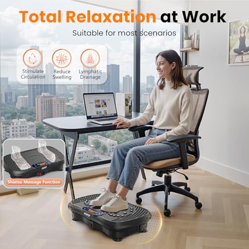 Vibration Plate Fitness Platform Exercise Machine Vibrating Lymphatic Drainage Shaking Full Body Shaker Workout Vibrate Stand Shake Board Sport Gym for Weight Loss Fat Burner for Women Men